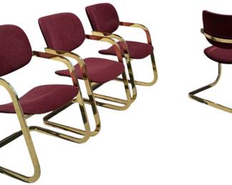 WILLY RIZZO For CIDUE Brass Cantilever Chair Set
