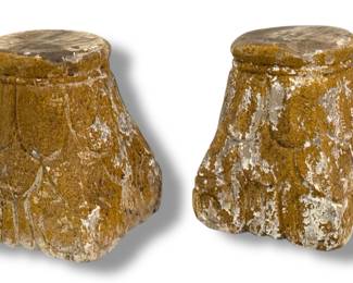 Architectural Salvage Carved Wood Pedestals, Pair
