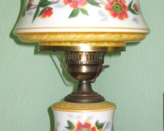 YELLOW FLORAL GLASS LAMP