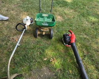 Homelite blower, Stihl weed eater, Scotts lawn spreader