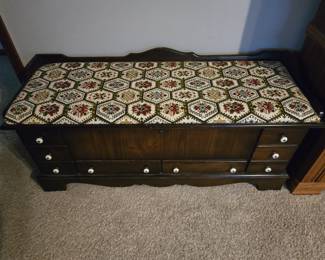 Lane cedar chest with upholstered seat