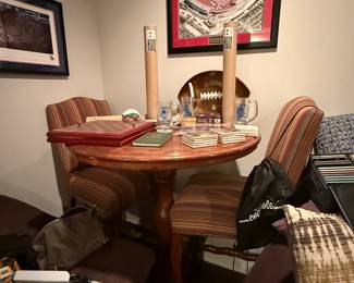 Two bar height tables and chairs
