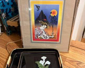 Japanese Art and Tray Set