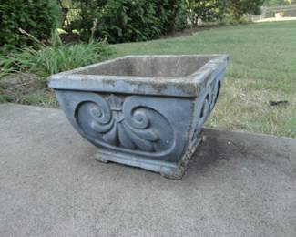 Pair of Vintage Heavy Square Planters