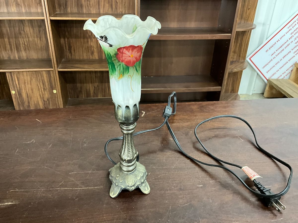 Glass & Brass Hummingbird Table Lamp