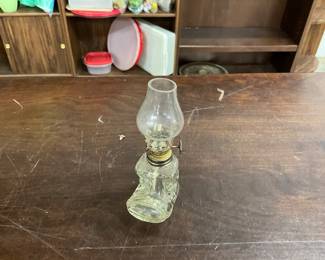 Clear Glass Boot Shaped Base Oil Lamp