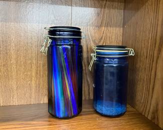 Cobalt Blue Glass Canisters 1980's