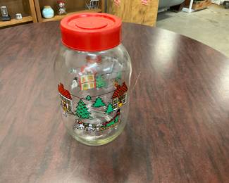 1987 Carlton Glass Christmas Storage Jar
