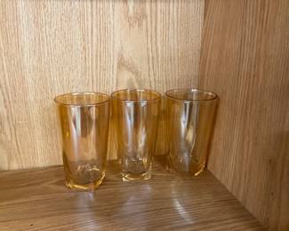 Jeanette Hex Optic Iridescent Marigold Tumblers