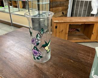Glass Hummingbird Vase/Candle Holder