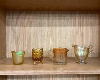 Amber Glass - Ash Tray, Toothpick Holder, Creamers