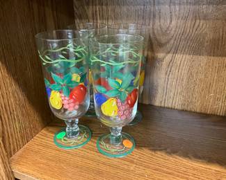 Gail Pittman Hand Painted Fruit Goblets