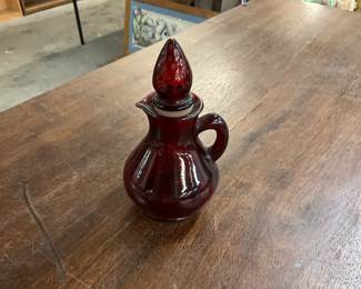 Avon Ruby Red Bath Foam Glass Pitcher