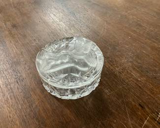 Glass Embossed Hummingbird Trinket Dish