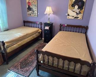 1950-60's head and Foot board 2 Twin Size with CLEAN mattresses and box-springs