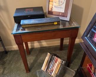 Small Glass top table DVD's