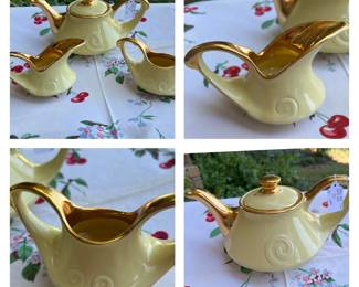 24 karat gold on this pretty Tea set. . It has vintage 1960s.