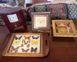 The bowl is Italian, there are the two butterfly pieces, one tray and one picture