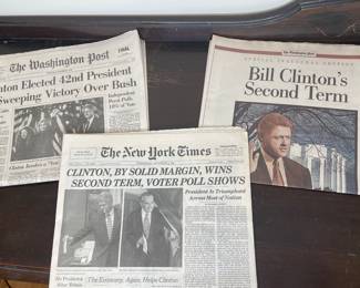 Vintage newspapers President Clinton era