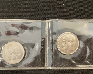 5 Greek Drachmas coins featuring Aristotle