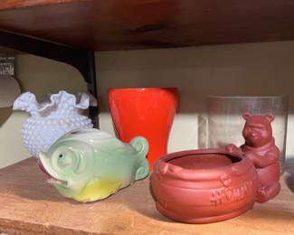 Collection of vases & planters includes Milk glass, ceramic, & terracotta 