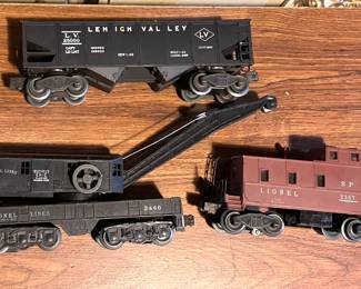 vintage Lionel O-gauge model train cars