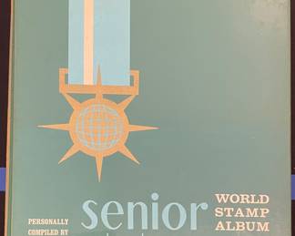 Vintage World Stamp Album Senior Statesman, with some stamps filled in 