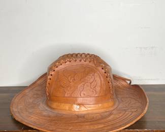 Vintage tooled leather hat