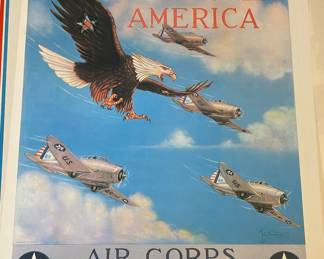 Vtg. WWII "Wings Over America" Air Corps U.S. Army Posters