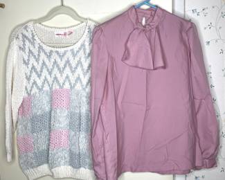 Collections Plus sweater & bow blouse vtg 
