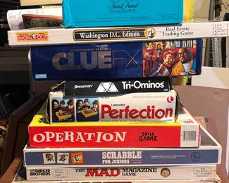 Vintage & modern boards games: Mad Magazine, Clue, Perfection, Monopoly Washington DC edition & more 