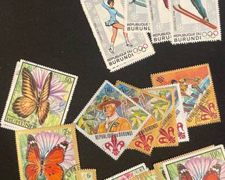 V postage stamps from Burundi: including butterflies, flowers, and the 1968 Grenoble Winter Olympics