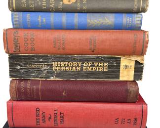 Vintage books include The Red Army, Paradise Lost, Last Days of Pompeii, Lowneys Cook Book, & more