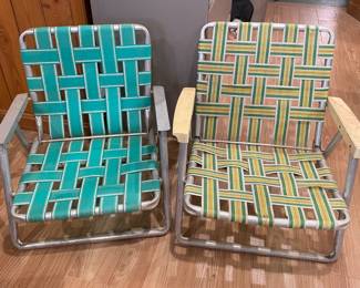 Vintage aluminum beach chairs 