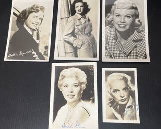 Vintage celebrity postcards: Debbie Reynolds, Judy Garland, Doris Day, Dinah Shore, Janet Leigh