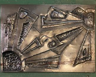 MCM Brutalist metal wall sculpture