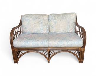 Vtg. Rattan loveseat 