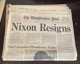 Vintage The Washington Post, Nixon Resigns 1974