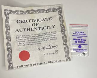 Black Star of India with COA
