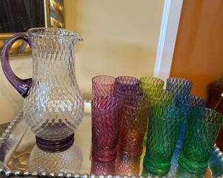 GES Glass Eye Studio - Rare - Hand Blown Glass Pitcher - Purple