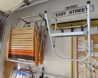 Beach chairs, step ladders, yard broom.