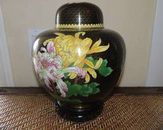 Cloisonne ginger jar.
