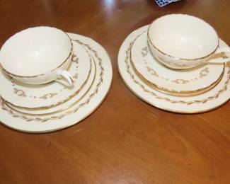 Two 4 piece Lenox tea cup, saucer, tea plate and bread plate sets.