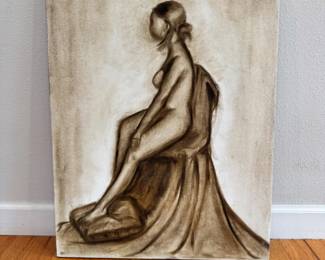46 NudeFemaleFigureStudyCharcoalonCanvas
