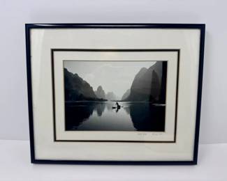 Signed Fisherman in Li River Poster by King Wu - Guilin China