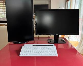 2 2AcerLEDMonitors2425WhiteWirelessKeyboard