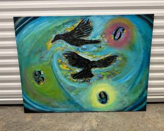 121 DavidMampel2019PaintingClamorousWingsRavensNumbersSigned