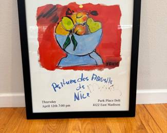 67 SamMesserFramedArtPosterStillLifeBowlofFruitSigned