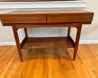 16 MidCenturyModernStyleWoodenConsoleTablew2DrawersShelf