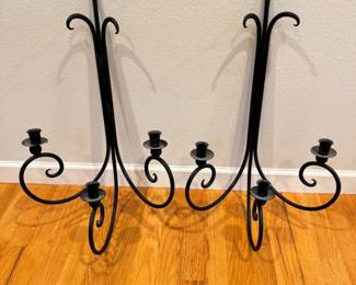 107 SetOf2WroughtIronWallCandleSconcesDecorativeScrollDesign